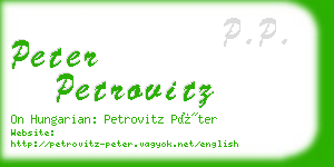 peter petrovitz business card